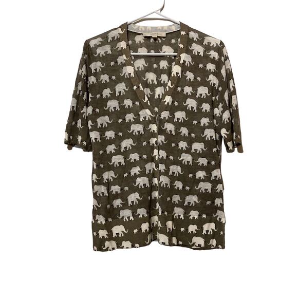 ANN TAYLOR LOFT - ELEPHANT MOTIF LIGHT-WEIGHT CARDIGAN SWEATER - MISSES Large - Picture 1 of 6